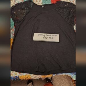 Torrid Black Lace Sleeve Blouse